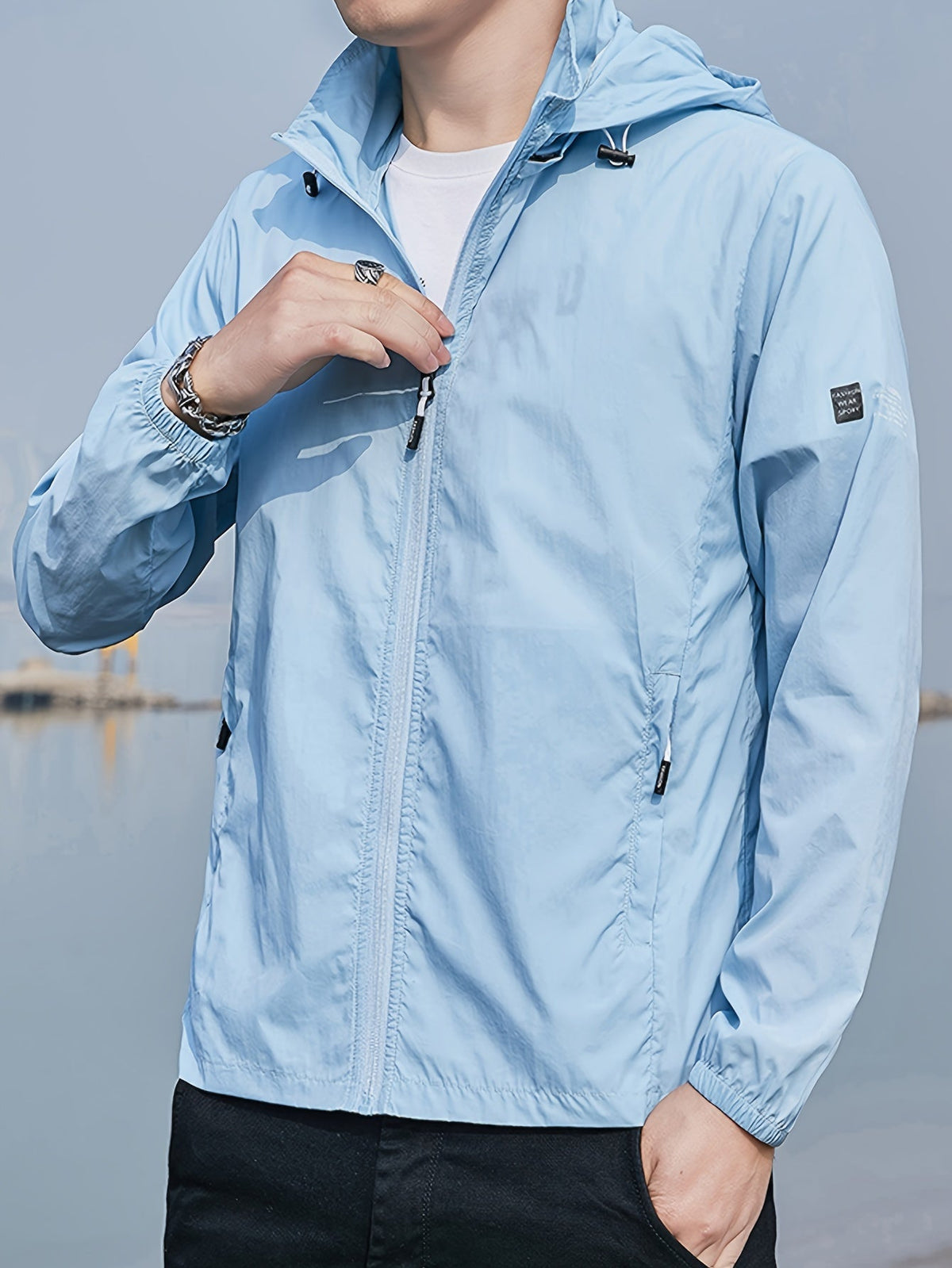 Men’s Lightweight Sun Protection Jacket – Quick-Dry Hooded Outdoor Windbreaker for Running, Hiking & Summer UV Defense