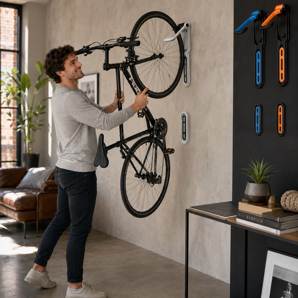 Bicycle Wall Mount Rack - Heavy Duty Bike Storage Hook for MTB and Road Bikes, Space Saving Garage Wall Organizer and Cycling Display Solution
