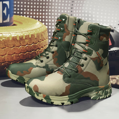 Men’s Camo High-Top Hiking Boots – Non-Slip Lace-Up Outdoor Work Shoes for Trekking, Hunting & Adventure