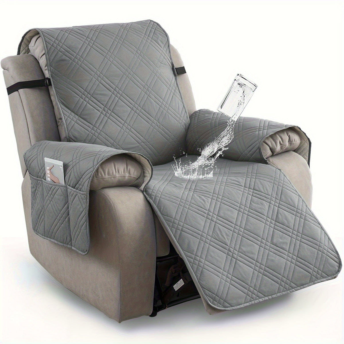 Waterproof Non-Slip Recliner Cover – One-Piece Chair Protector with Side Pockets