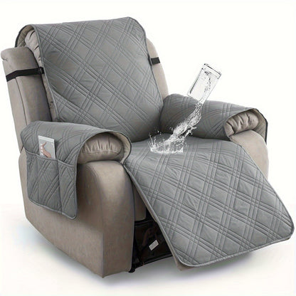 Waterproof Non-Slip Recliner Cover – One-Piece Chair Protector with Side Pockets
