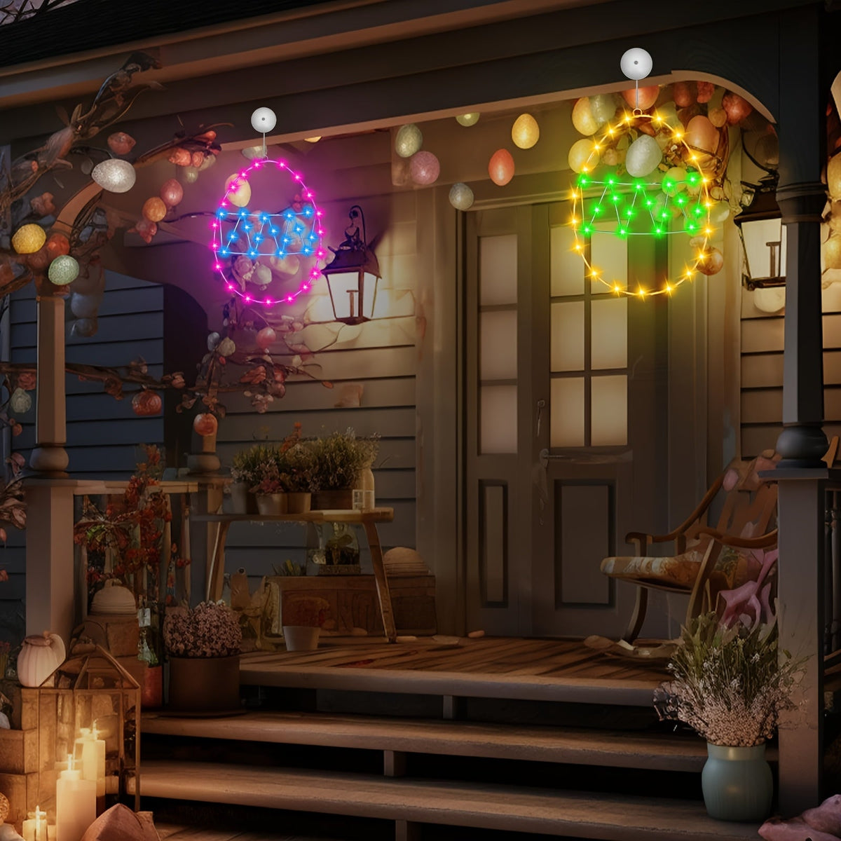 Easter Egg LED Window Lights – 2pcs Colorful Battery-Operated Resin Decor with Suction Cups, Great for Indoor Festive Display