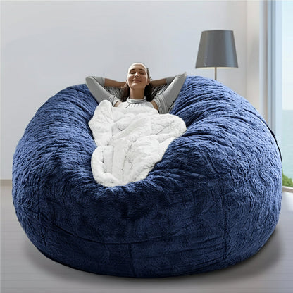 Soft Fluffy Plush Sofa Bean Bag Chair Cover – Faux Fur Slipcover for Cozy Seating, Living Room Decor, Gaming and Lounge Comfort (No Filling Included)