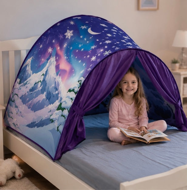 Children's Starry Bed Tent Canopy - Foldable Light Blocking Bed Cover with Mosquito Protection for Kids, Babies and Cozy Sleep Spaces