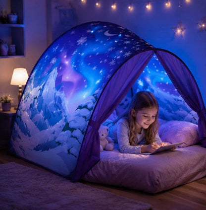 Children's Starry Bed Tent Canopy - Foldable Light Blocking Bed Cover with Mosquito Protection for Kids, Babies and Cozy Sleep Spaces