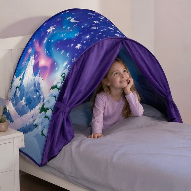 Children's Starry Bed Tent Canopy - Foldable Light Blocking Bed Cover with Mosquito Protection for Kids, Babies and Cozy Sleep Spaces