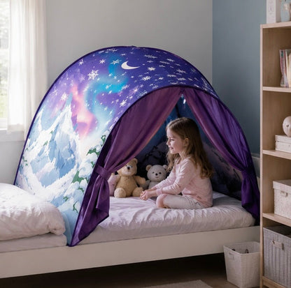 Children's Starry Bed Tent Canopy - Foldable Light Blocking Bed Cover with Mosquito Protection for Kids, Babies and Cozy Sleep Spaces