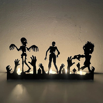 Halloween Gothic Candle Holder – Black Metal Candelabra for Spooky Ambience, Party Table Centerpiece, and Haunted Home Decoration