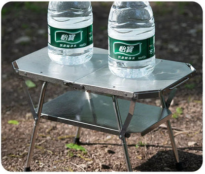 Outdoor Compact Folding Steel Table – Durable Camping BBQ Table for Tactical Outdoor Use, Picnics, and Portable Cooking Setups