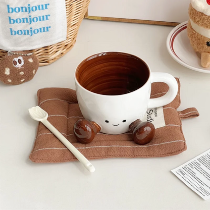 Kawaii Hand Pinch Ceramic Coffee Cup – High Aesthetic Water Mug for Dorms, Gifts & Cozy Moments