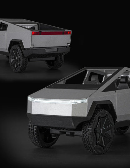 Scale Cyber Pickup Truck Model – 1/24 Diecast Alloy Off-Road Vehicle with Sound & Light, Realistic Collectible Car Toy Gift for Kids