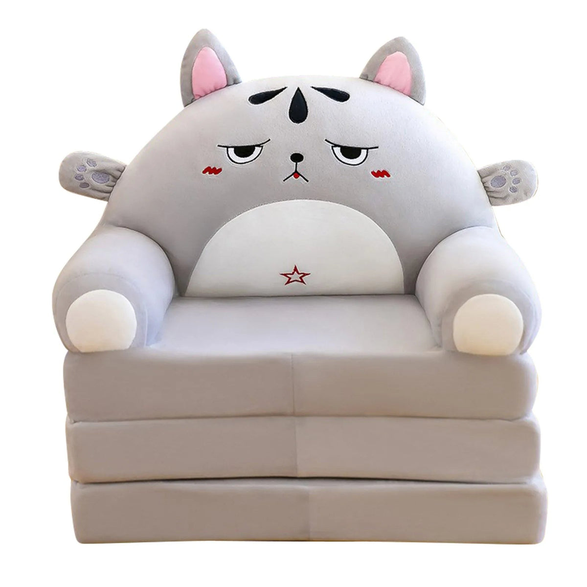 Foldable Kids Plush Sofa Chair – 2-in-1 Cute Cartoon Armchair & Lazy Seat (Cover Only)