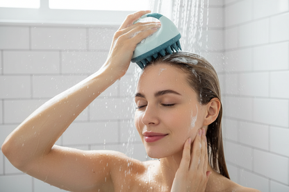 Silicone Scalp Shampoo Brush – Hair Massage Scrubber for Dandruff Removal and Healthy Scalp Care