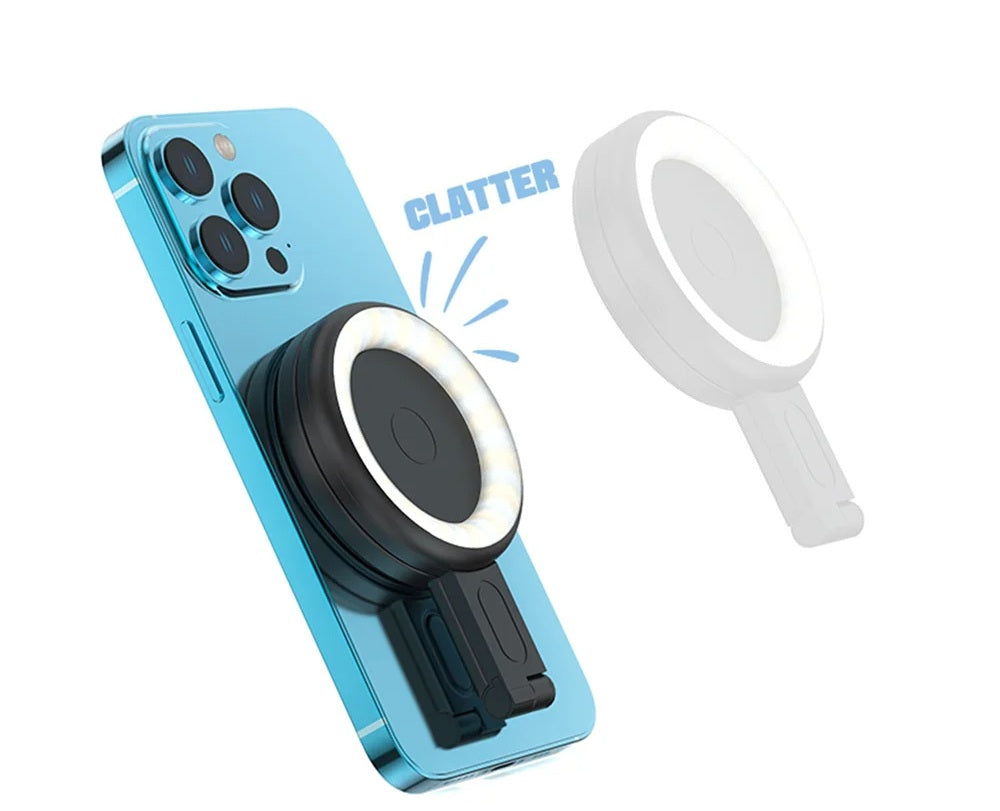 Magnetic Selfie Ring Light – Adjustable 180° Flip LED Fill Light Bracket for iPhone 15/14/13/12 & Android Makeup Glow