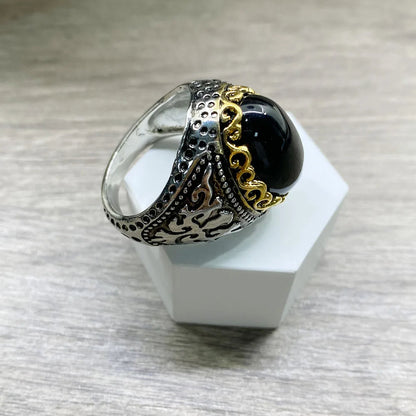 Obsidian S925 Silver Ring – Black Gemstone Jewelry for Men and Women, Symbolic, Elegant, and Perfect for Gifts or Occasions