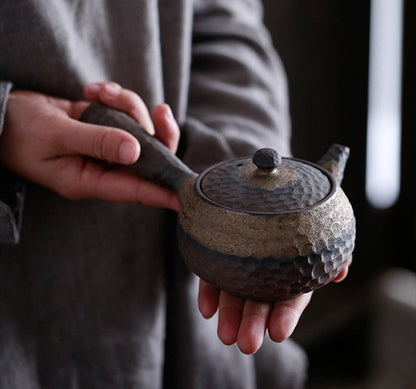 Ceramic Tea Stove & Teapot Warmer Set – Hammered Stoneware, Tea-Light Heated