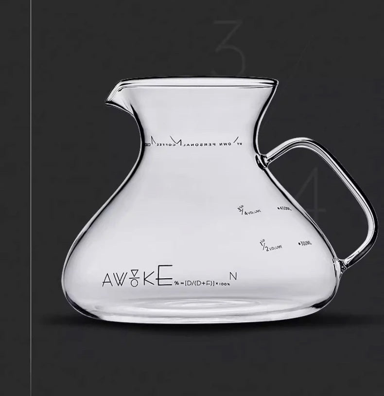 Coffee Carafe – 450ml Glass Sharing Pot with Water Level Display for Manual Brewing, Pour Over, and Barista Accessories