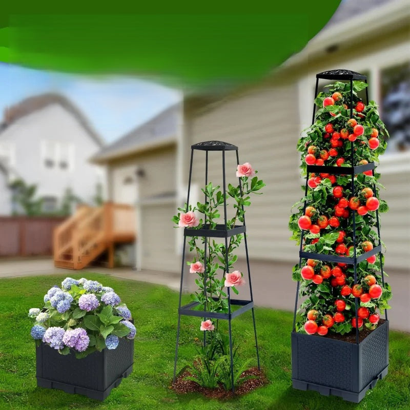 Self-Watering Raised Garden Bed Planter – Trellis & Wheels for Tomatoes, Climbing Vegetables & Indoor/Outdoor Gardening Made Easy