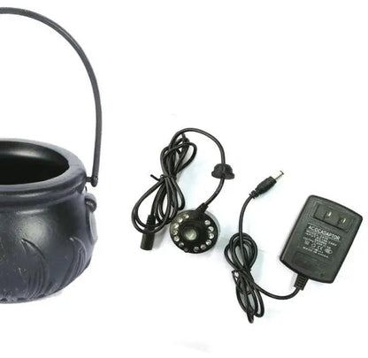 Witch Cauldron Fog Machine – Halloween Mist Maker Fogger, 12 Color-Changing LED Water Fountain Prop for DIY Haunted House & Party