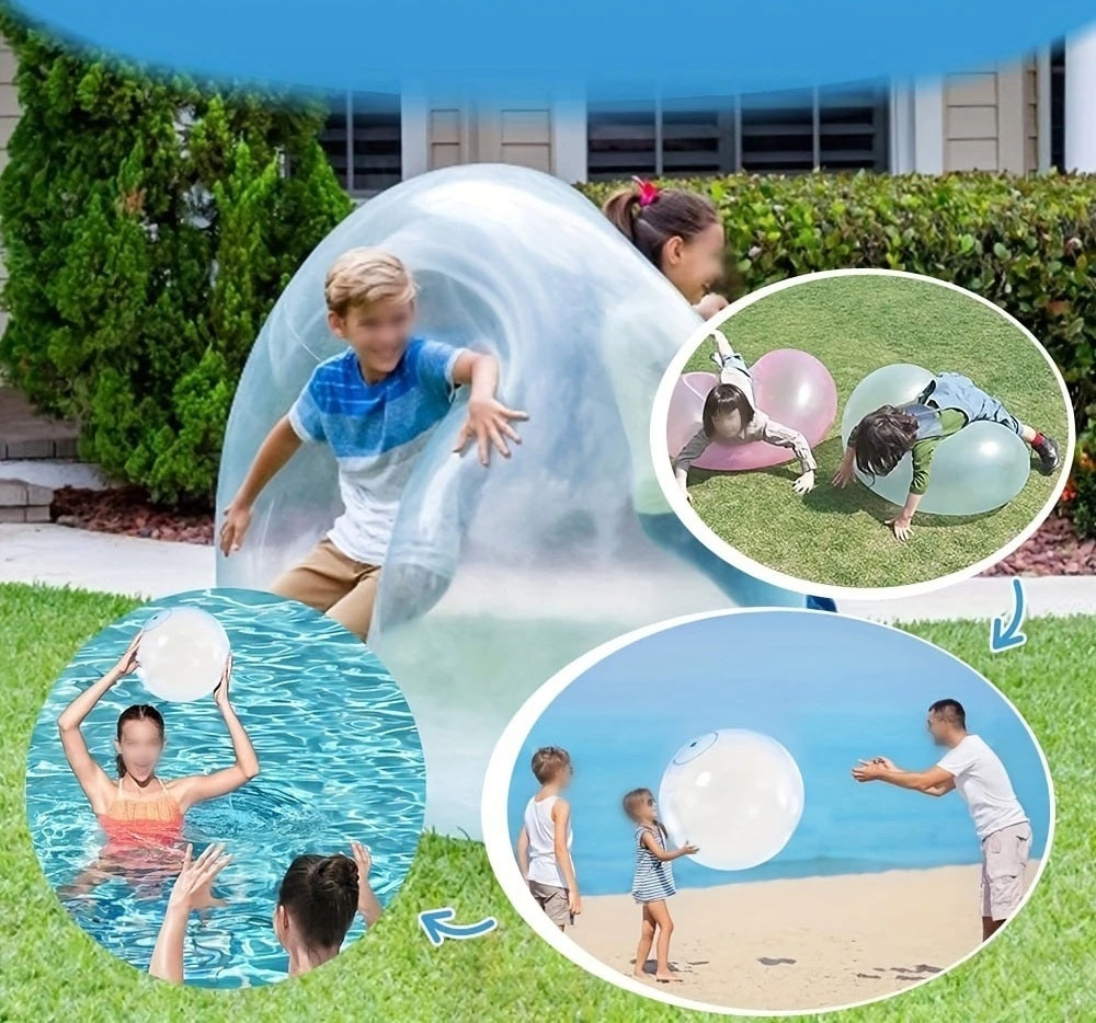 Large Water-Filled Bouncy Ball - Transparent 130x40cm Outdoor Toy for Kids - Birthday Fun, Splash Play & Non-Leak Design