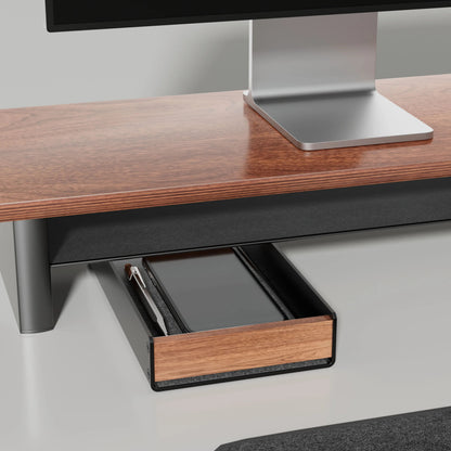 Textured Walnut Organizer Box - Multi-Functional and High-Capacity Wooden Storage for Modern Desktops