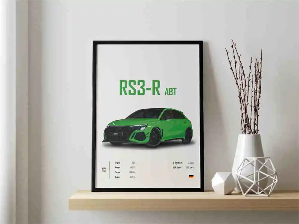 Retro German Supercar Poster Set – Pop Aesthetic Canvas Wall Art Featuring M8, M4, R8, RS6 for Garage or Home Decor