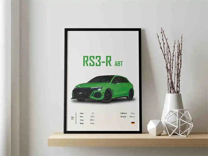 Retro German Supercar Poster Set – Pop Aesthetic Canvas Wall Art Featuring M8, M4, R8, RS6 for Garage or Home Decor