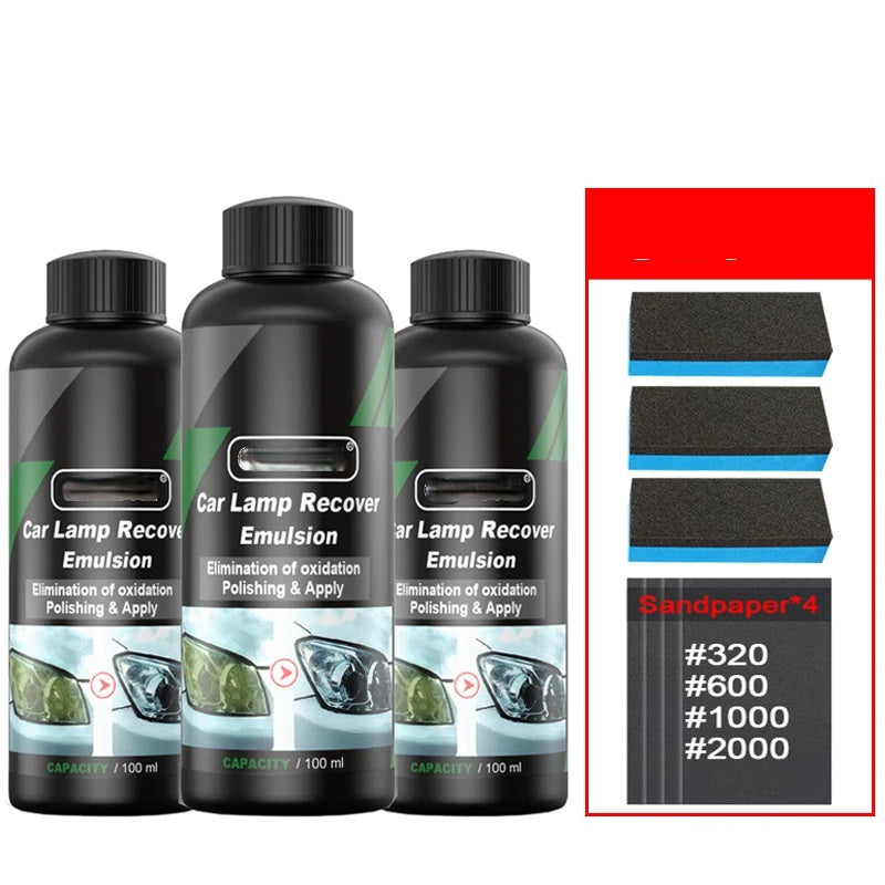Car Headlight Restoration Kit – Scratch Remover and Oxidation Polish Liquid for Clear, Bright Headlamp Repair