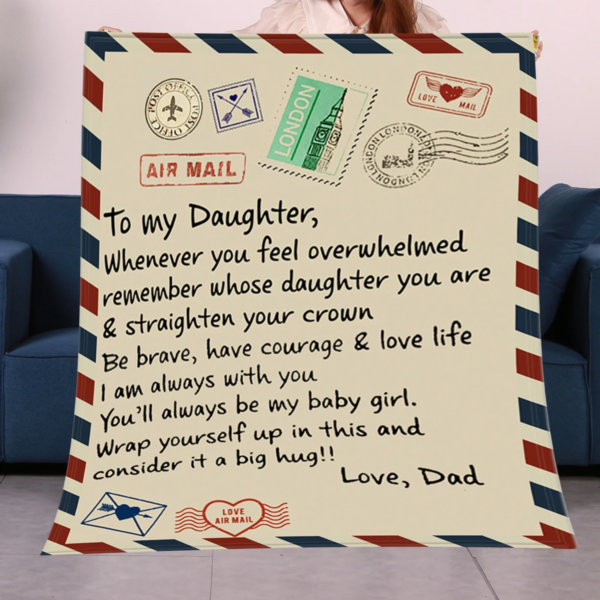 Ultra-Soft Flannel Letter Blanket to Daughter – Cozy Throw for Sofa, Bed & Thoughtful Gifting