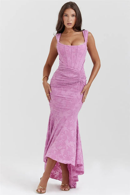 Mozision Off-Shoulder Backless Evening Dress – Purple Sleeveless Bodycon for Unforgettable Parties