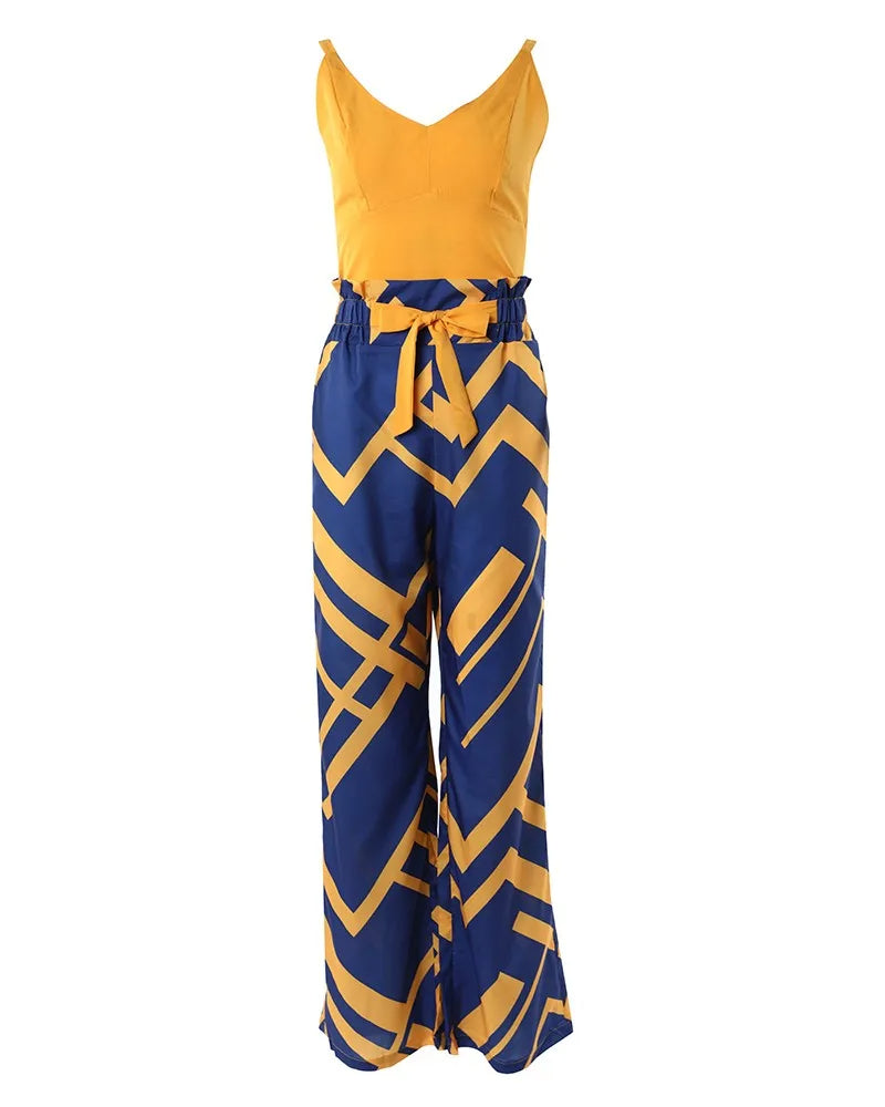 Solid Color V-Neck Shirred Jumpsuit for Women – Chic One-Piece Pants Set for Summer Dates & Casual Confidence