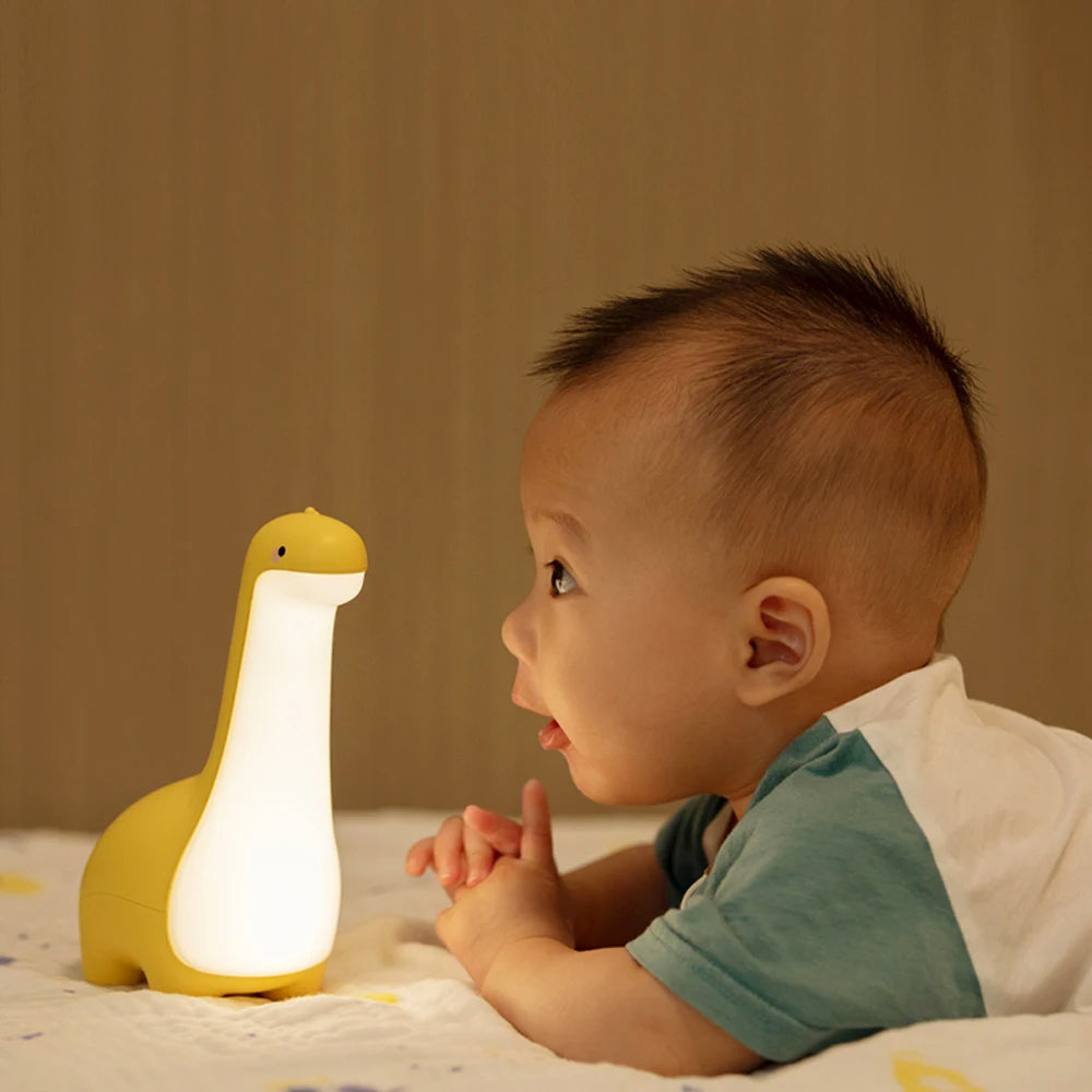 Dinosaur Night Light – USB Rechargeable Bedside Lamp with Timer for Kids