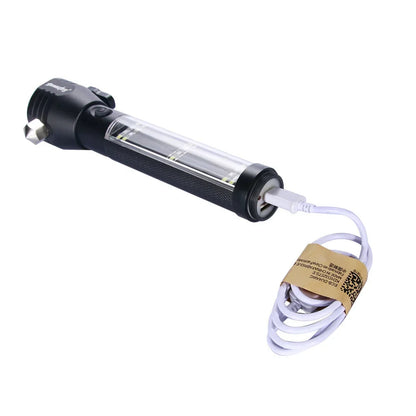 Tactical Solar Flashlight – 10-in-1 USB Rechargeable Survival Tool with SOS Alarm, Glass Breaker & Camping Emergency Kit