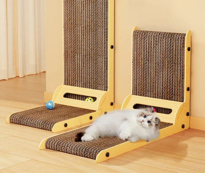 L-Shaped Interactive Cat Scratching Board – Wear-Resistant Wooden Post for Grinding Claws and Training Cats with Durable Materials