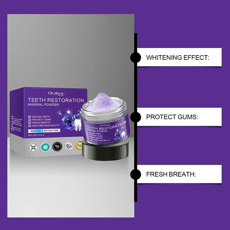 Mineral Teeth Whitening Powder – 50g Oral Care Formula to Clean Stains, Brighten Smile, and Restore Natural Fresh Breath Confidence