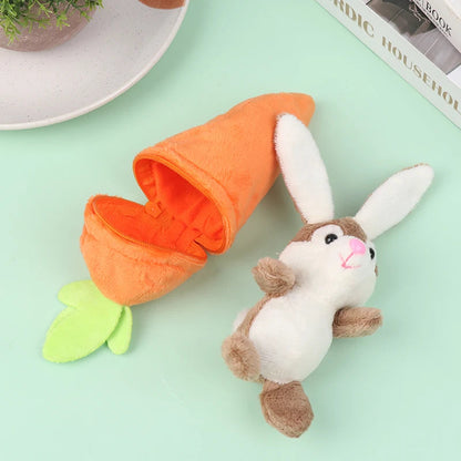 Adorable Bunny in Carrot Plush Keychain – Cute Anime-Inspired Stuffed Doll Gift