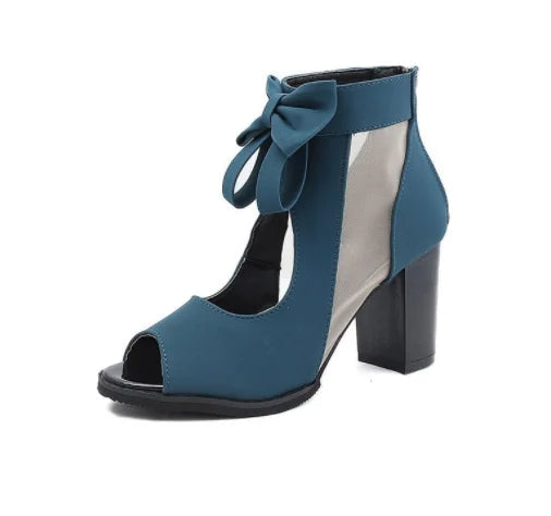 Chunky Heel Summer Sandals for Women – Open Toe Lace-Up Platform Design with Zipper & All-Day Comfort