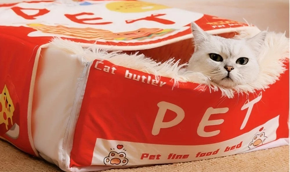 Cozy Cat Nest Bed Box Style – Soft Zippered Plush House for Large Cats & Small Dogs