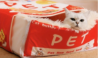 Cozy Cat Nest Bed Box Style – Soft Zippered Plush House for Large Cats & Small Dogs