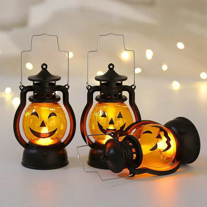 Halloween LED Glow Ghost Tree Light – Haunted House Candle Lamp with Spider and Pumpkin Design for Spooky Party Decoration