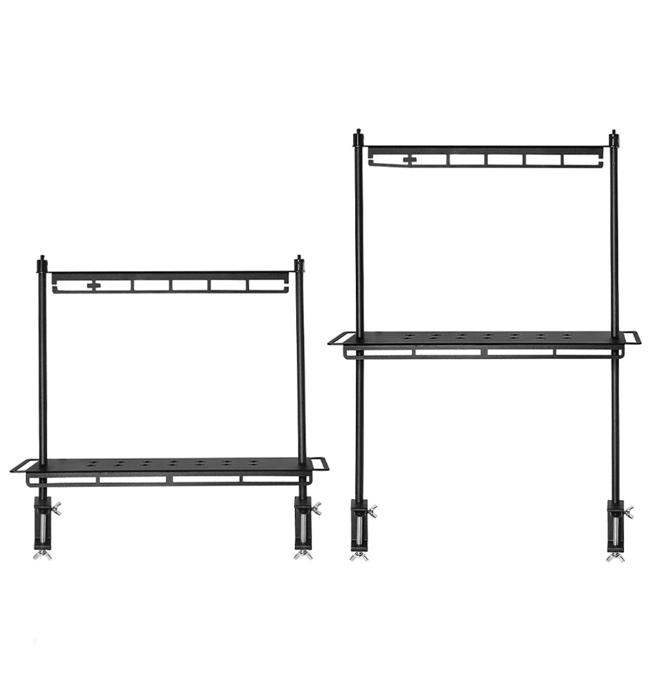 Foldable Aluminum Camping Storage Rack – Double-Layer Organizer Table for Outdoor Kitchen, Hanging Rack & Compact Portable Design