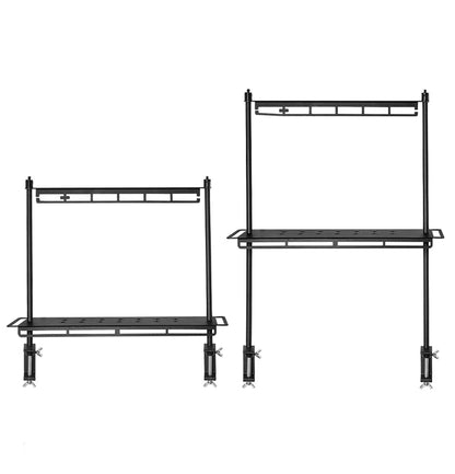 Foldable Aluminum Camping Storage Rack – Double-Layer Organizer Table for Outdoor Kitchen, Hanging Rack & Compact Portable Design