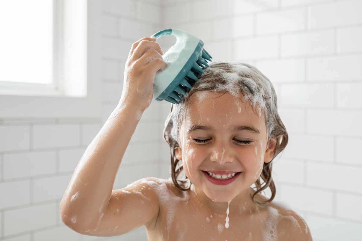 Silicone Scalp Shampoo Brush – Hair Massage Scrubber for Dandruff Removal and Healthy Scalp Care