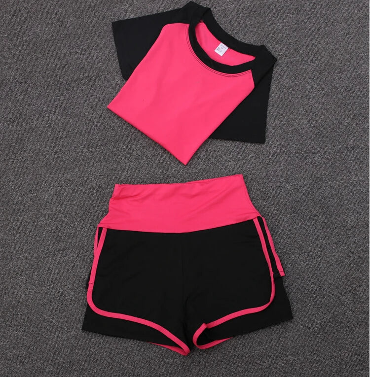 Women’s Outdoor Sportswear Set – 5-Piece Quick-Dry Yoga T-Shirt, Bra, Shorts, Coat & Pants for Running, Gym, and Fitness