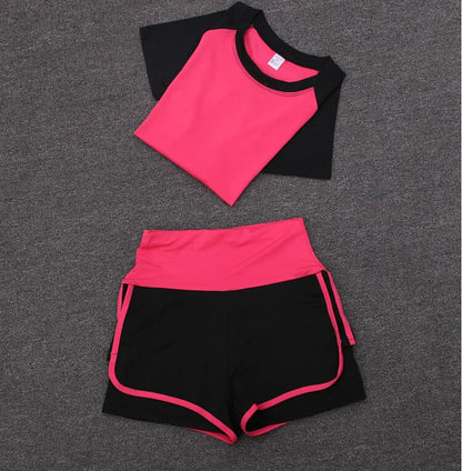 Women’s Outdoor Sportswear Set – 5-Piece Quick-Dry Yoga T-Shirt, Bra, Shorts, Coat & Pants for Running, Gym, and Fitness