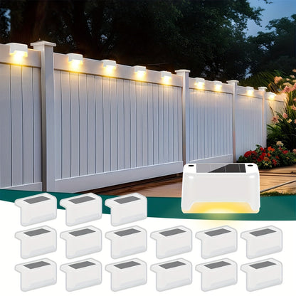 Outdoor Stair & Pathway Solar LED Deck Lights – 16pcs Lighting System with Auto On/Off, 12-Hour Runtime, Warm White Glow & Easy Installation for Homes, Hotels, Malls & Commercial Spaces