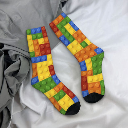 Colorful Cartoon Knit Socks – Novelty Crew Socks in Fun Print, 300g/m² Polyester with 5% Elastane for Cozy Statement Style