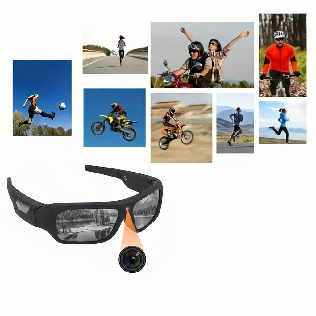 Camera Sunglasses – Hands-Free Video Recording Eyewear for Cycling, Fishing and Walking, Records to a microSD Card