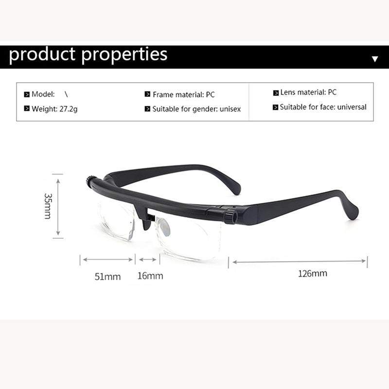 Adjustable Focus Glasses Dial Vision Near and Far Sight