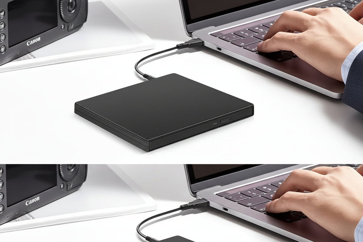 External CD/DVD Drive - Portable USB Optical Drive for Laptops & Desktop Computers
